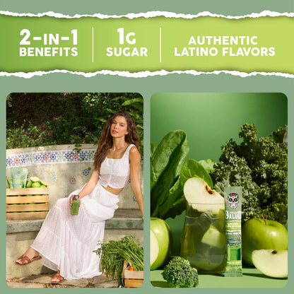 Salud 2-in-1 Greens Powder & Superfoods – 20+ Fruits & Veggies, Probiotics, Vegan (Green Apple, 15 Servings)