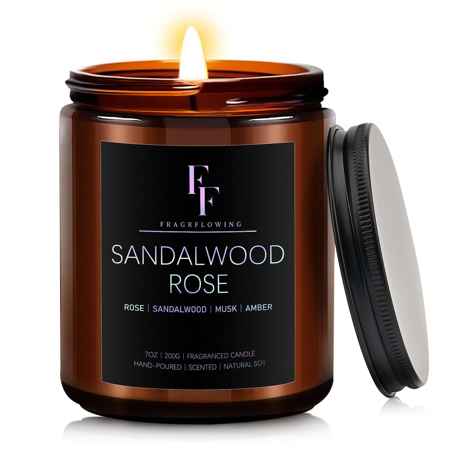 Sandalwood Rose Scented Candles - 7oz Soy Wax Candle Gift for Women & Men