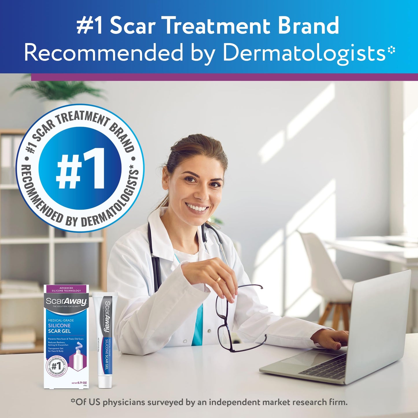 ScarAway Silicone Scar Gel – Improve Size, Color & Texture of Hypertrophic & Keloid Scars (10g)