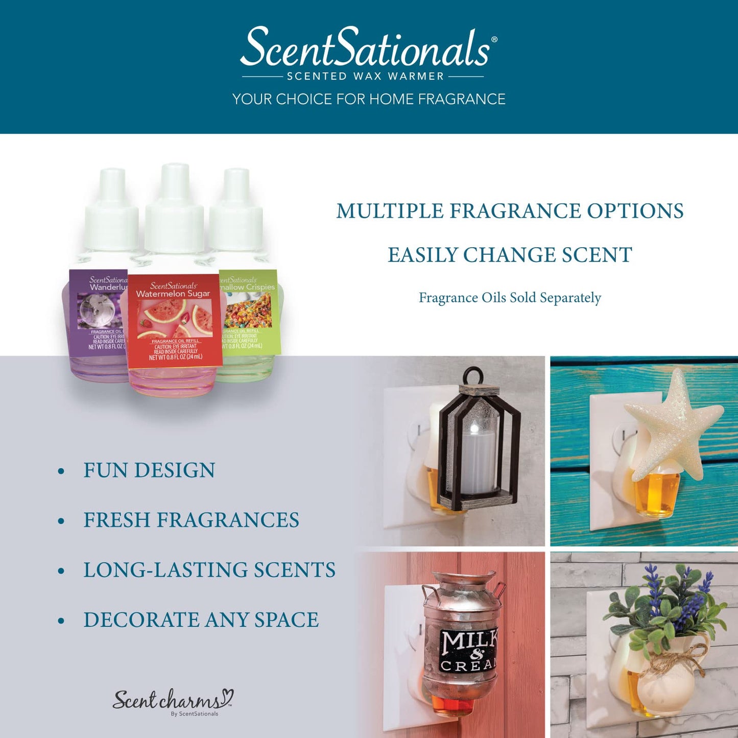 ScentSationals Scent Charm Wall Diffuser - Essential Oils, Rustic Lantern