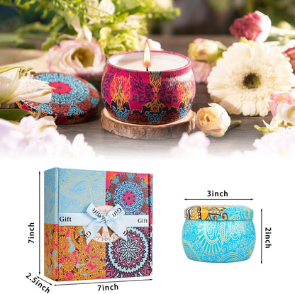 Scented Candles Gifts Set — 4 Pack Aromatherapy, Natural Soy Wax, 120h Burn