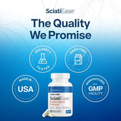 SciatiEase Sciatic Nerve Health Support Supplement | AlphaPalm, Pea, B-Complex, 300mg Alpha Lipoic Acid | 6 Bottles