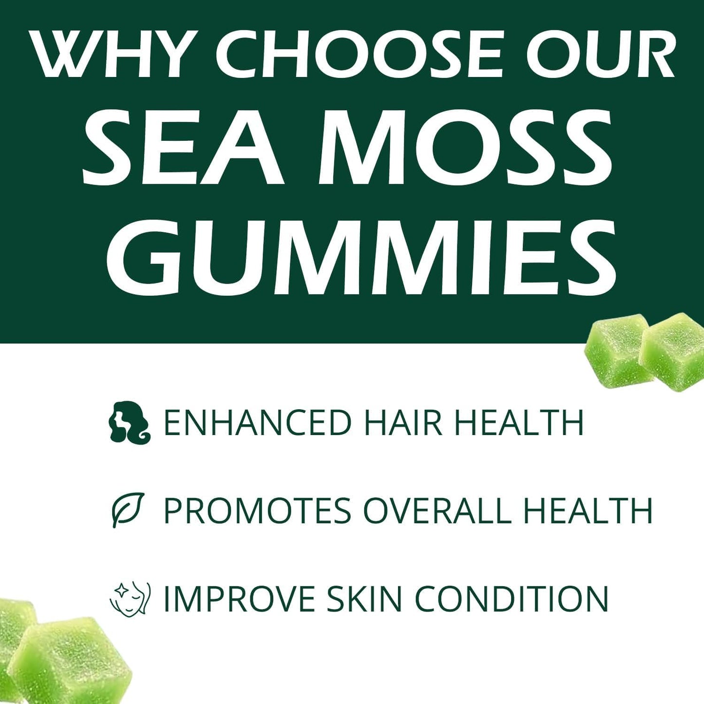 Sea Moss Gummies 16-in-1 – High-Potency Blend with Black Seed Oil, Vitamin C & D3 (Green Apple)