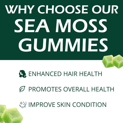 Sea Moss Gummies 16-in-1 – High-Potency Blend with Black Seed Oil, Vitamin C & D3 (Green Apple)