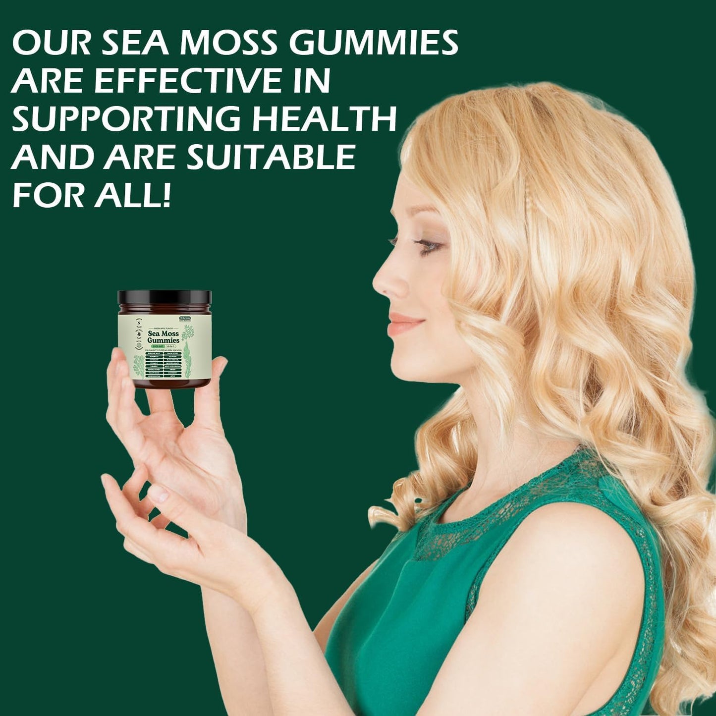 Sea Moss Gummies 16-in-1 – High-Potency Blend with Black Seed Oil, Vitamin C & D3 (Green Apple)