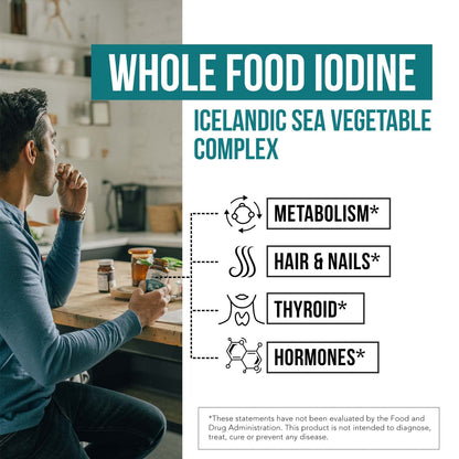 Organic Iodine Supplement from Sea Vegetables – Whole Food & Raw (250 mcg)
