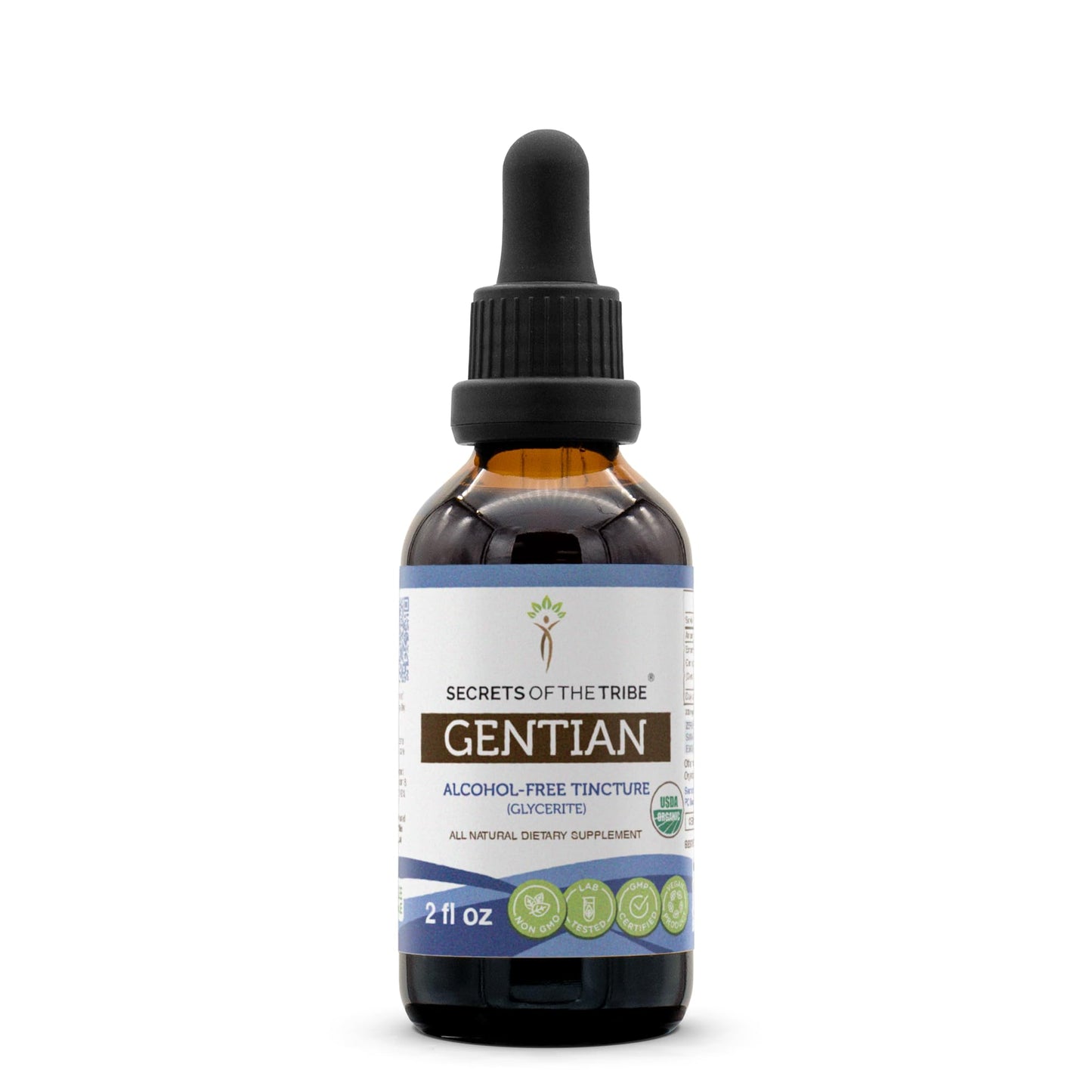 Secrets of the Tribe Gentian USDA Organic | Alcohol-Free Extract, High-Potency Herbal Drops | Made from 100% Certified Organic Gentian (Gentiana Lutea) Dried Root (2 oz)