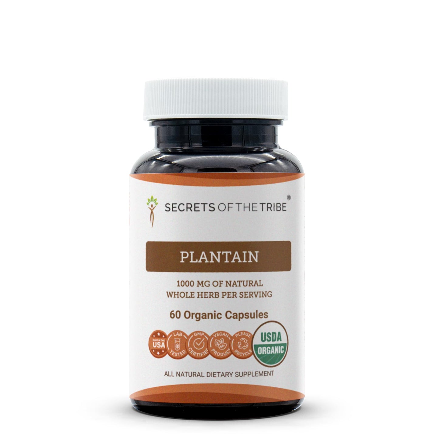Secrets of Tribe Plantain Capsules | USDA Organic Plantago lanceolata