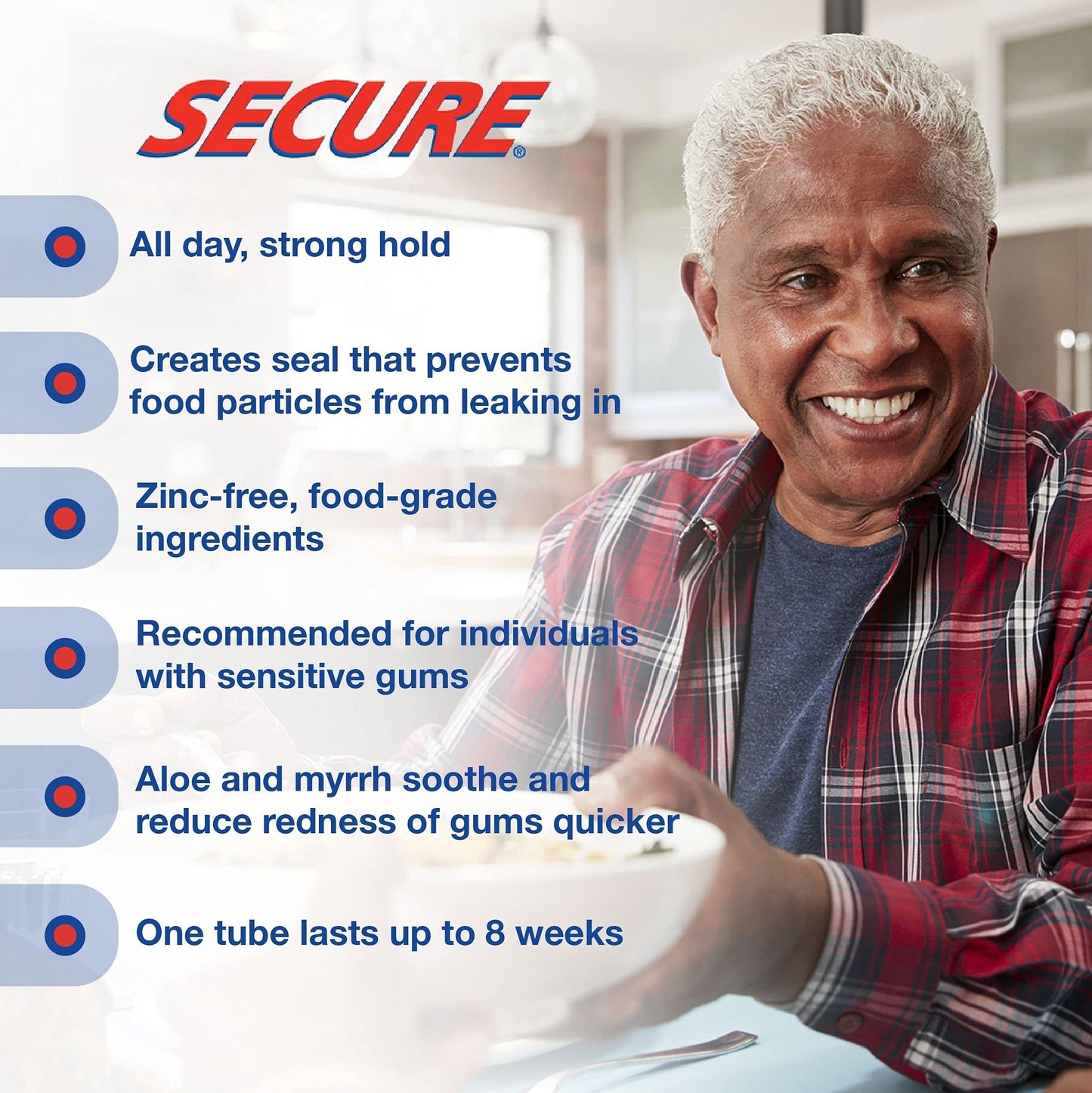 Secure Denture Bonding Adhesive Zinc 1 oz – Sensitive Gum Formula