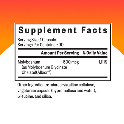 Seeking Health Molybdenum Glycinate Chelate 500 mcg - 90 Vegetarian Capsules | Supports Sulfite Metabolism & Cellular Health