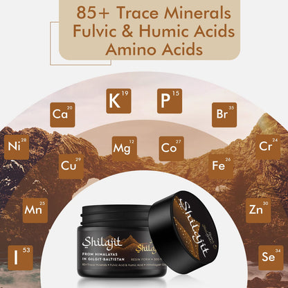 Shilajit Purest Himalayan Organic Resin – Gold Grade 100% Pure, Fulvic Acid & 85+ Minerals, 30g
