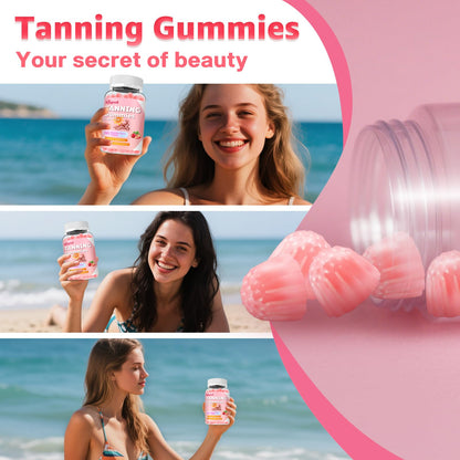SijiGood 2 Pack Tanning Gummies – Sugar Free Self Tan, Strawberry, 120 Count