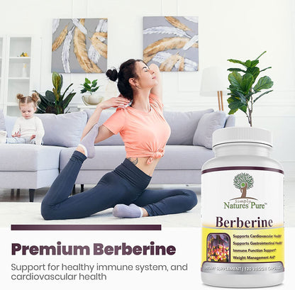 Simply Natures Pure Premium Berberine HCl 500mg - 120 Capsules - Cardiovascular GI Immune Support - Chromium Cinnamon (Pack of 3)