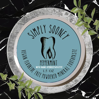 Simply Sooney Remineralizing Vegan Tooth Powder | Peppermint Nano-Hydroxyapatite | Natural Whitening 1.5oz