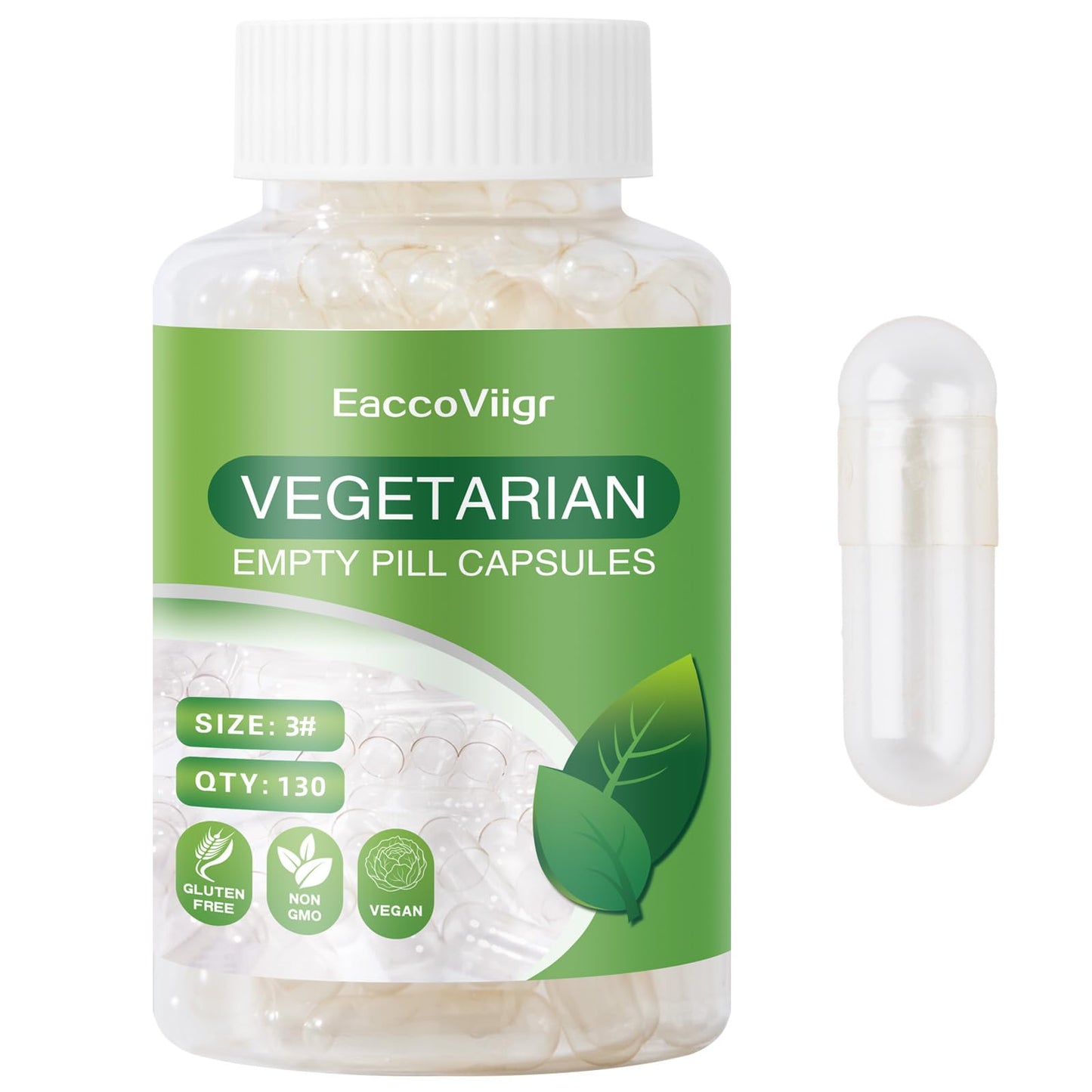 Size 3 Empty Capsules – 130 Count Clear Vegetarian Capsule Kit for DIY Supplements