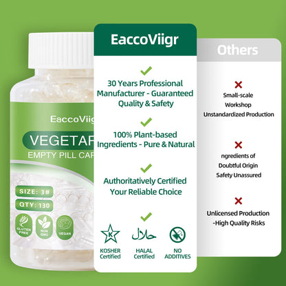 Size 3 Empty Capsules – 130 Count Clear Vegetarian Capsule Kit for DIY Supplements