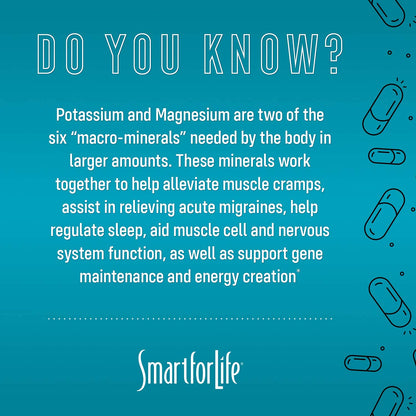SMART FOR LIFE Potassium Magnesium Supplement | High-Absorption Magnesium Complex | 60 Vegan Capsules