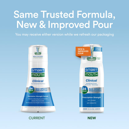 SmartMouth DDS Activated Clinical Mouthwash with Tongue Cleaner – Fresh Breath, Gum Health (16 oz x2)