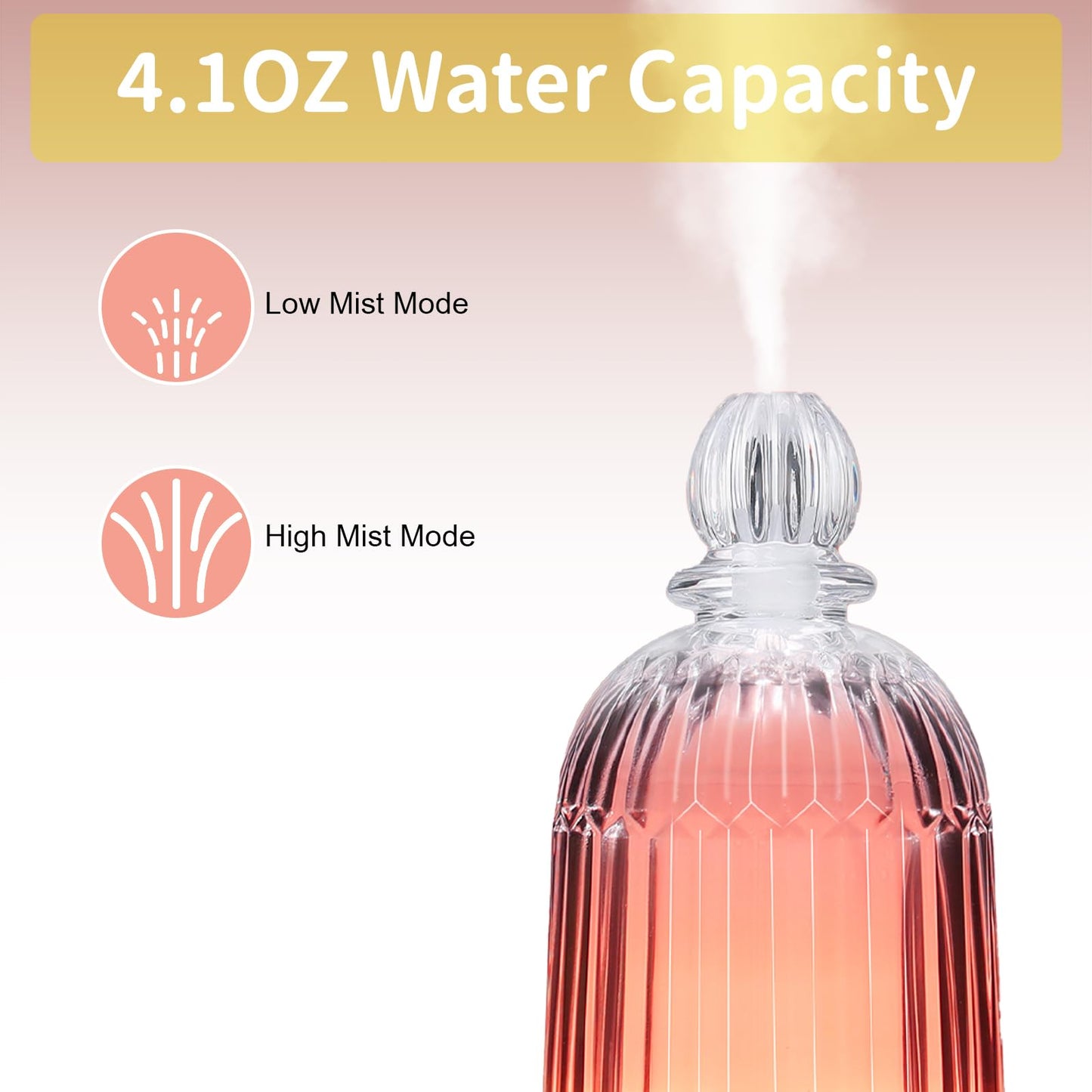 Smartwell Glass Essential Oil Diffuser - 120ml, 7-Color LED, Auto-Off, BPA-Free | Home Office & Bedroom Humidifier