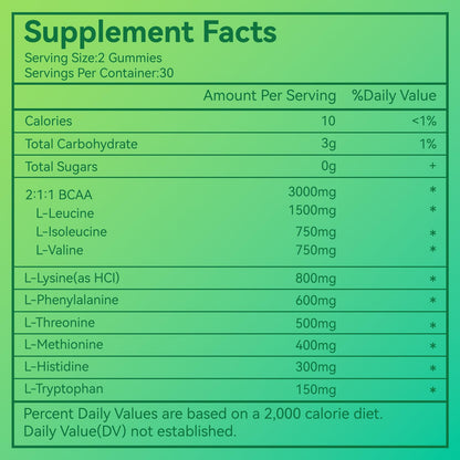 SmideHeal EAA Gummies – 5750 mg Essential Amino Acids (9 EAAs & BCAAs) – Apple Flavor, 60 Gummies