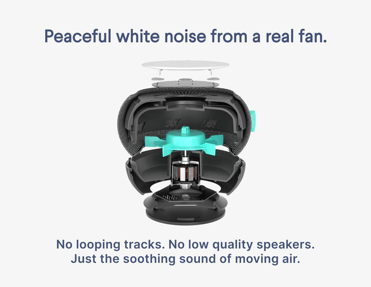 SNOOZ Smart White Noise Machine – Real Fan Inside, Non-Looping Sleep Aid (Charcoal)