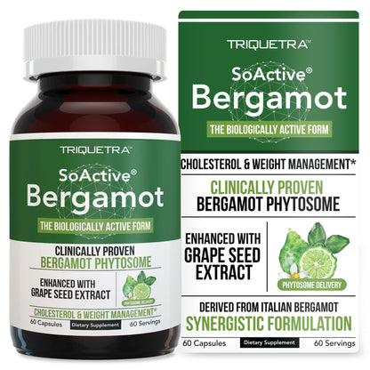 SoActive Bergamot 2.5X More Effective | Clinically Validated Citrus Bergamot Phytosome (60 Capsules)