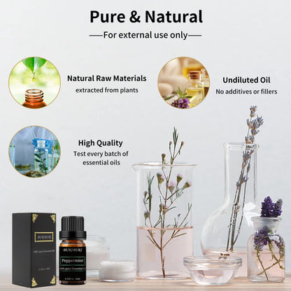 BURIBURI Peppermint Essential Oil — 100% Pure, 10ml | Organic Aromatherapy