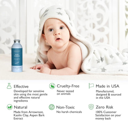 SoCal Suds and Company Natural Baby Powder - Talc-Free, Fragrance-Free, 4oz 2-Pack