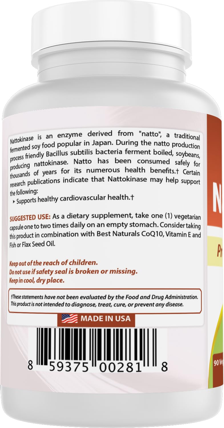 Best Naturals Nattokinase 2000 FU - 100 mg per Vegetarian Capsule | 90 Capsules | Made in USA