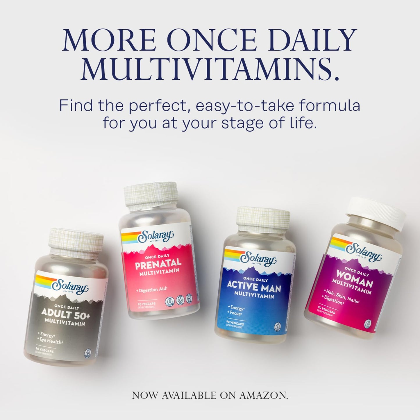 Solaray Once Daily High Energy Multivitamin for Women & Men – Immune Support, B Complex, Vitamins C, D, E | 120 VegCaps