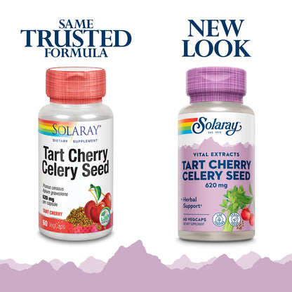 SOLARAY Tart Cherry & Celery Seed | Healthy Uric Acid Levels, Joint, Muscle Recovery & Sleep Support | 60 VegCaps