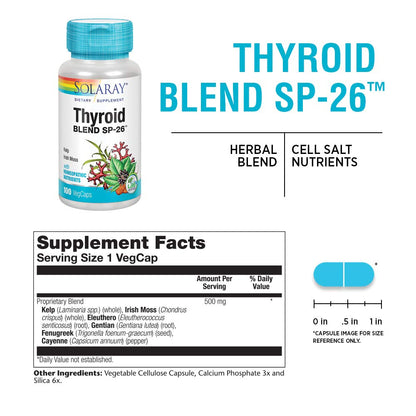 SOLARAY Thyroid Blend SP-26 - Herbal Support for Thyroid Function | Non-GMO, Vegan | 100 VegCaps