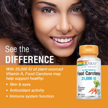 SOLARAY Food Carotene – 25,000 IU Vitamin A (Beta Carotene) for Skin, Eyes & Immunity | 50 Count