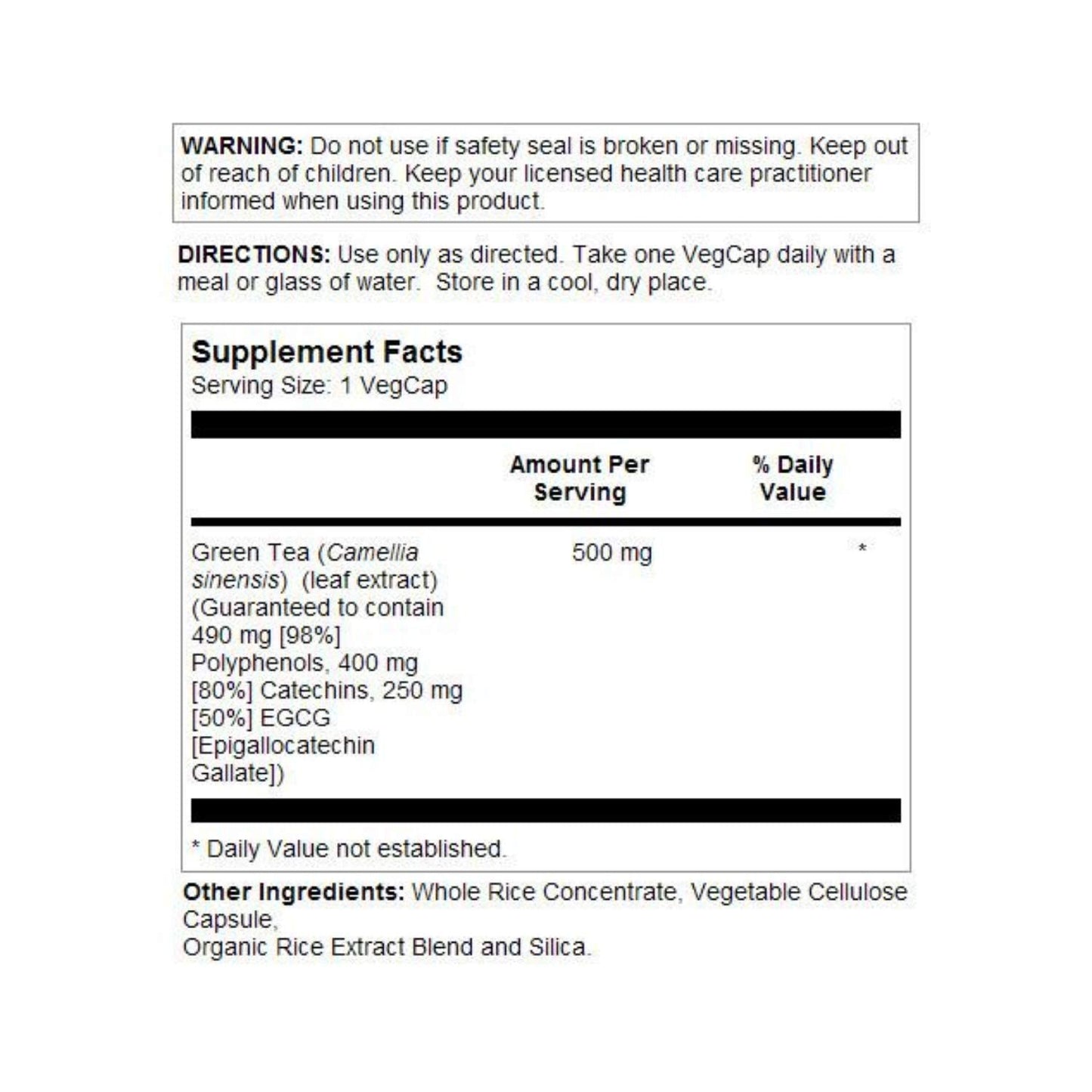 SOLARAY Green Tea Leaf Extract Double Strength Veg Caps 500mg | 30ct