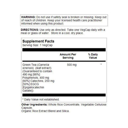 SOLARAY Green Tea Leaf Extract Double Strength Veg Caps 500mg | 30ct