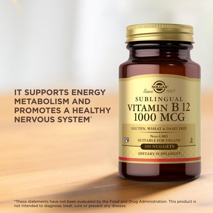 Solgar Sublingual Vitamin B12 1000 mcg – 100 Nuggets (100 Servings) | Non-GMO, Vegan, Gluten Free