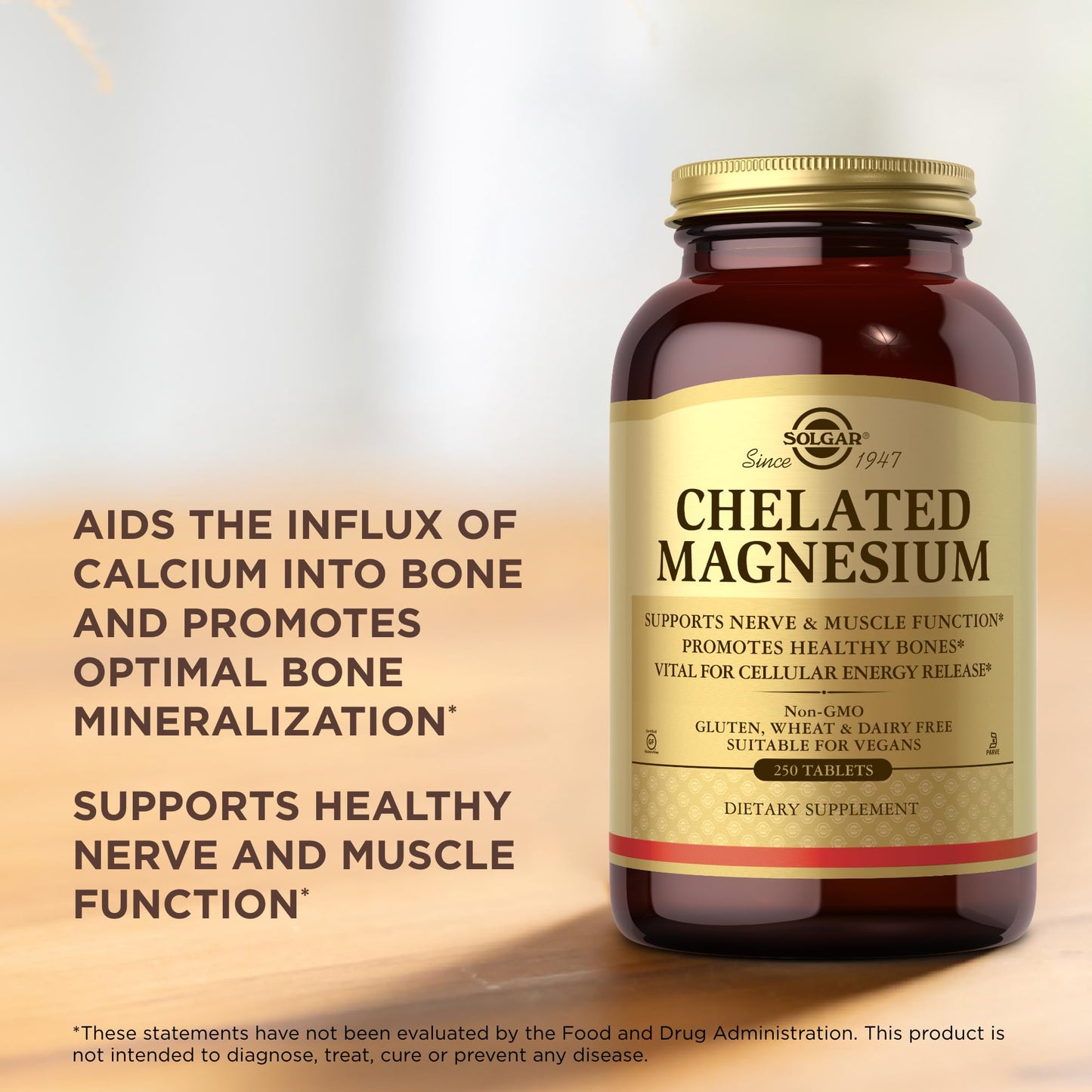 Solgar Chelated Magnesium - 250 Tablets | Supports Nerve & Muscle Function