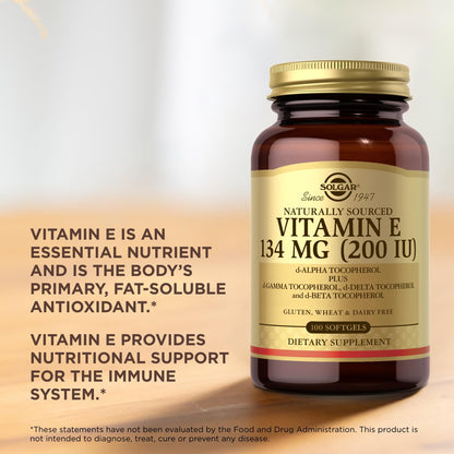 Solgar Vitamin E 200 IU – 100 Softgels | Natural Antioxidant & Immune Support