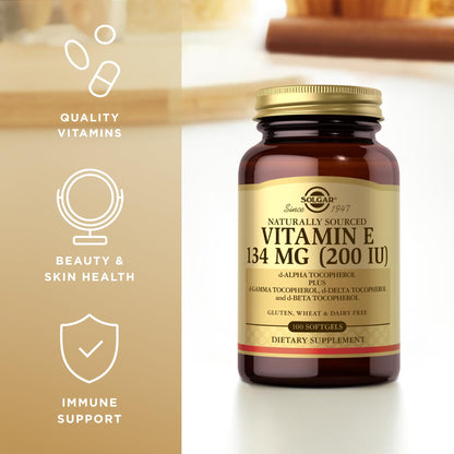 Solgar Vitamin E 200 IU – 100 Softgels | Natural Antioxidant & Immune Support