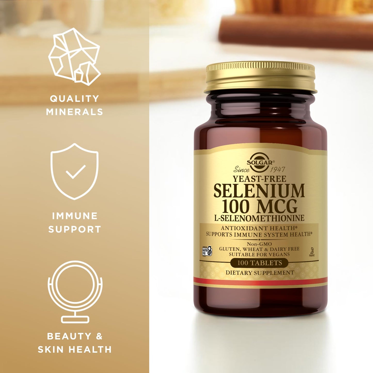 Solgar Yeast-Free Selenium 100 mcg - 100 Tablets | Antioxidant & Immune Support