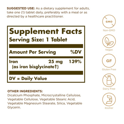 Solgar Chelated Iron - 200 Servings | Gentle on Stomach | Vegan & Non-GMO