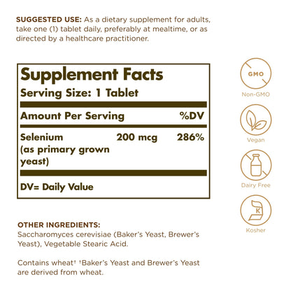 Solgar Selenium 200 mcg Tablets – 100 Count | Essential Trace Mineral