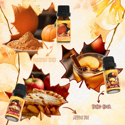 Soulorigin Autumn Fragrance Oils Set | Pumpkin Spice, Apple Pie, Cinnamon for Diffusers & Candles