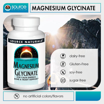Source Naturals Magnesium Glycinate 200 mg | High Absorption, 120 Tablets