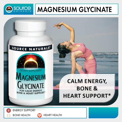 Source Naturals Magnesium Glycinate 200 mg | High Absorption, 120 Tablets