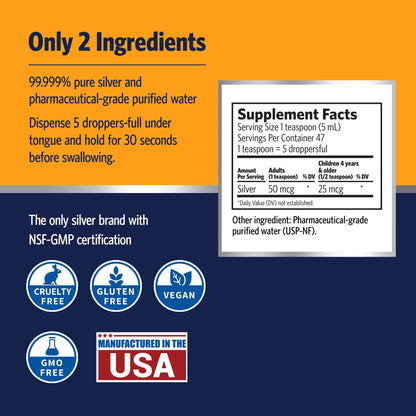 Sovereign Silver Immune Support - Colloidal Silver 10 ppm, 8 fl oz (236 mL)