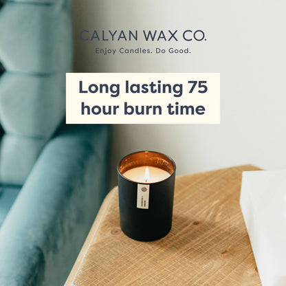 Calyan Wax Co. Cedar & Tobacco Candle – 75 Hour Burn – Non-Toxic Soy | Black Matte Tumbler Jar 10.2oz