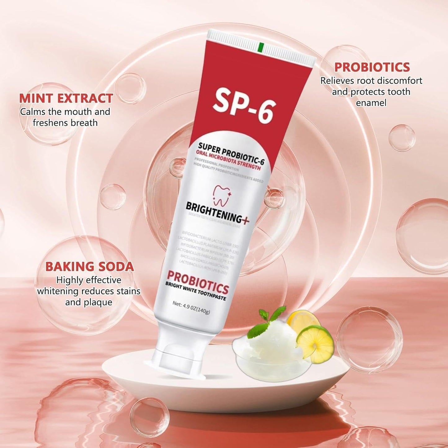 Sp-6 Probiotic Whitening Toothpaste – Fluoride-Free, Fresh Mint (2pc Bundle)