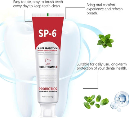 SP-6 Probiotics Whitening Toothpaste – Enamel-Safe, Fluoride-Free, Fresh Mint