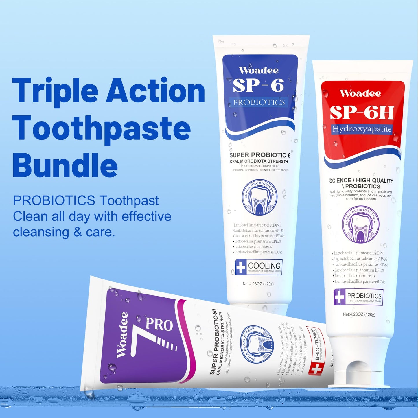 SP-6 Toothpaste Set — 6 Probiotics for Whitening & Fresh Breath (Fluoride-Free, Enamel Safe, 2-Tube Pack)